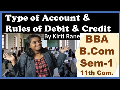 Types of Account & Rules of Debit and Credit by Kirti Rane for BBA BCom NCERT CBSE 11th Class MBA
