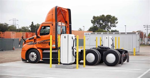 Schneider opens own depot in SoCal capable of charging 32 Freightliner electric trucks at once