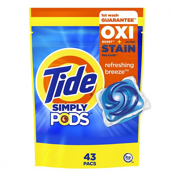 Tide Simply PODS Oxi Ultra Stain Release Liquid Laundry Detergent, Refreshing Breeze, 43 Count