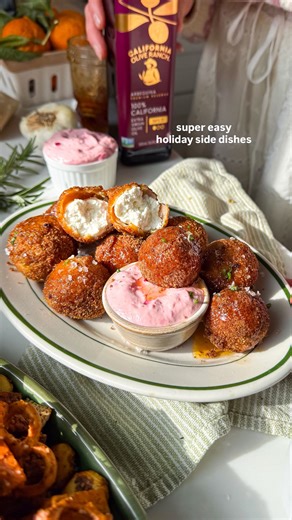 Lauren Sephton | Bright Moment Co. on Instagram: "3 easy holiday appetizers!! 🎄✨grandma’s ranch chex mix, steak crostini with a creamy horseradish sauce, and hot honey fried goat cheese waiting to be dipping in a cranberry aioli … each made with its own variety of @californiaoliveranch 100% California extra virgin olive oil, bc when you use high quality ingredients – they’ll speak for themselves 😉 Full recipes are on my blog at abrightmoment.com (or comment “recipe” for the direct links) #holi