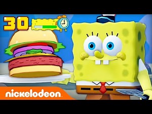SpongeBob Cooks KRABBY PATTIES In A Video Game World 🍔 | Nicktoons