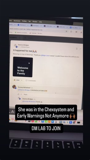 You ask me what I do for a living? I help people ELEVATE. I get people OUT of ChexSystems Early Warnings so they can PLAY again in the banking world. She couldn’t even get a bank account. Last week I told her, “You’re OUT — go open your account.” First bank she opened? Navy Federal. 🤑 THIS is financial healing. THIS is elevation. THIS is what I do. DM “ELEVATE” right now. | _lovenajaa
