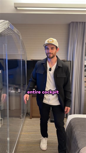 Sam Beres on Instagram: "I Stayed In A Hotel Room With A Cockpit Inside Of It #cockpit #hotel #hotelroom #airplane #tokyo #fun #travel #sambucha"