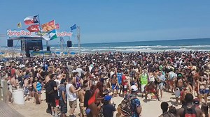 #SPILife & Tiki Tommy at the #SpringBreak #beach #party with the Inertia Tours Inc. #stage from Clayton's Beach Bar and Grill on #SouthPadreIsland. | SPI Life - South Padre Island Life