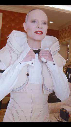 Jordan Roth on Instagram: "What do you wear to the opening of “ART” on Broadway, a play about a white canvas? Your Thom Browne toile, the fashion canvas before the final look is made. I keep all my toiles because they are gorgeous works in themselves, but wearing one out…this is a first! Video @jwvernon Styling @michael_philouze @albanrgr @tomkivell_stylist Face @silbruinsma1 Hair @brentlawler Nails @enamelle Full look @thombrowne Couture 2022 MET Gala Toile"