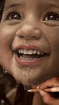 💦Step by Step Realistic Drawing of Funny Little Angel Girl Joy in the Rain | Realistic Art Portrait🌹