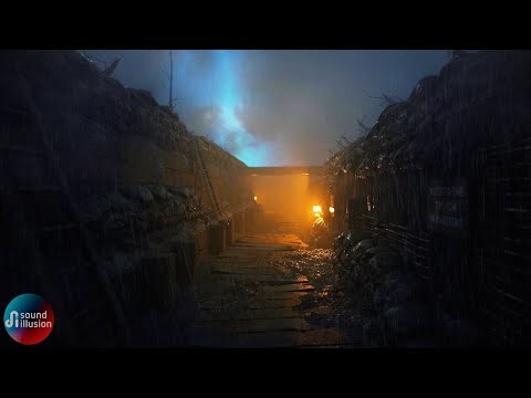 World War 1 Sounds: Rain, Thunder & Explosions Ambience - 8 Hours