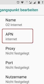 O2 APN-Einstellungen für Android