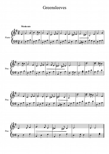 Greensleeves - Partition Facile et Gratuite en PDF - La Touche Musicale
