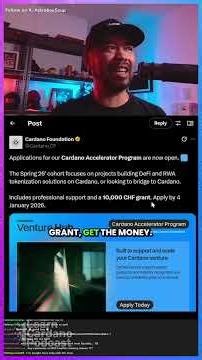 Cardano Accelerator program offering 10k grant. Bitwise 10 Crypto Index is now traded on the NYSE.