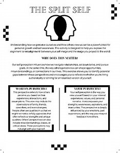 Self-Perception Therapy Worksheet | Mental Health Printable | Self-Reflection Ac