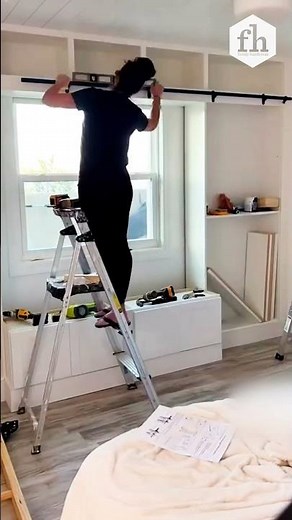 FFamily Builds Awesome Book shelf With Sliding Ladder