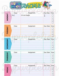Editable Homework Tracker Printable: Student Assignment Planner (PDF)