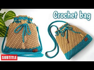 EASY CROCHET DRAWSTRING BAG TUTORIAL FOR BEGINNERS - CROCHET DRAWSTRING BAG TUTORIAL STEP BY STEP