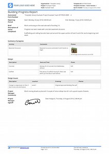 Building Construction Progress Report Sample Doc