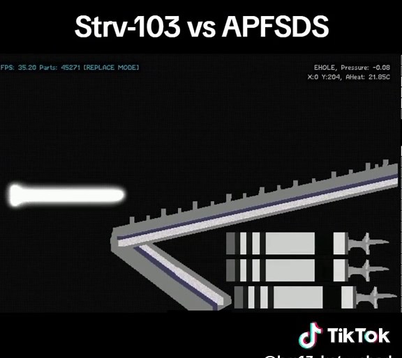 Explore The Powder Toy: Strv-103 vs APFSDS Simulation