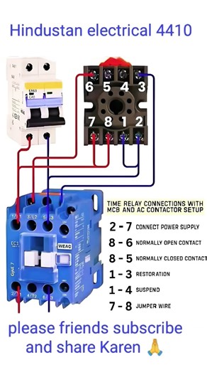 Time relay connection with MCB and AC contactor setup#time relay with contractor holding#dol control