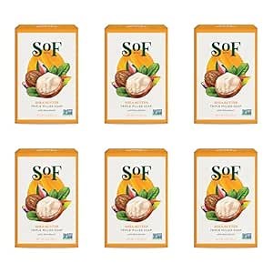 SoF Triple Milled Bar Soap - With Coconut Oil & Organic Shea Butter- Vegan & Non GMO- Free From Phthalates, Sulfates & Parabens- Shea Butter - 6 oz Bar 6 Bars