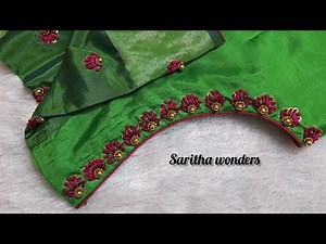 Very simple and easy maggam work design using normal needle on stitched blouse/simple thread design