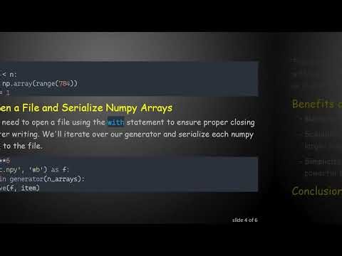 Efficiently Serialize Large Numpy Arrays with Python 3