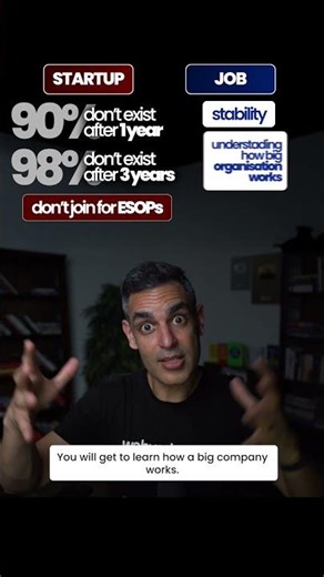 Startup vs Job - Aap kaunsa CHOOSE karenge?! | Warikoo Careers #shorts