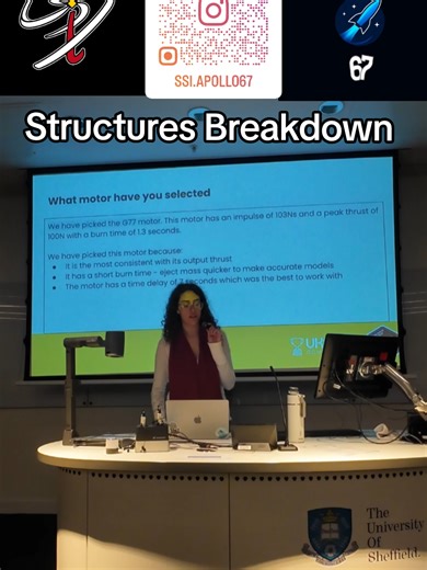 Paris, Sam, and Haryan break down our PDR structures: motor choice, recovery system schematics, and customer payload integration. Every design decision shapes the mission! #Apollo67 #PDRReview #AerospaceEngineering #STEM #RocketTeam