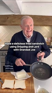 I made a delicious Haggis and cheese fried sandwich , I used dripping inside the bread and lard to fry it in and added a some branston pickle for a bit of sharpness. #lard #dripping #friedsandwich #oldfashionedcooking #haggis #grandadjoe | Grandad Joe
