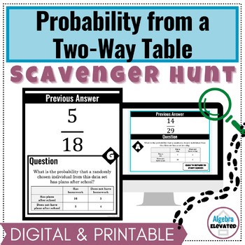 Using Two-Way Frequency Tables to find Conditional Probability Scavenger Hunt