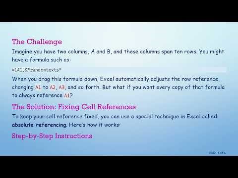 How to Retain A1 Notation in Excel When Dragging Formulas Down