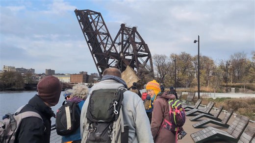 13K views · 237 reactions | The NX Bridge, popularly known as Annie's Bridge, over the Passaic River between Newark and East Newark New Jersey. The Strauss Heel Trunnion Bascule Bridge was built in 1922 for the Newark Branch of the Erie Railroad. It is abandoned and in the up position. The name comes from the 1982 movie "Annie" where the orphan protagonist climbs the bridge at the end. Seen from the new East Newark Riverfront Park. | Metrotrails | Facebook