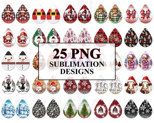 Christmas Teardrop Earring Designs: Sublimation PNG Bundle (digital Download) - Etsy