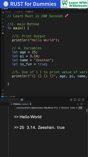 Learn RUST Fast in 2025! Using Variables in RUST #rust #rustprogramming #coding