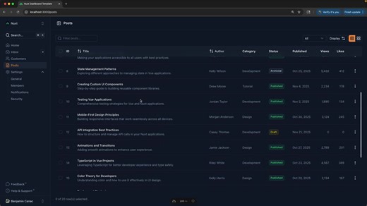 This week’s lessons on Nuxt UI take interacting with server side data via tables to the next level 🔥 👉 Combine Nuxt UI Pagination component with server-side pagination 👉 Pivot quickly from traditional pagination to infinite scroll 👉 PLUS - get a copy/pastable usePaginatedData composable for handling pagination, search, filtering, and more across multiple tables with ease These lessons make handling data-heavy UIs feel simple and fast to build. 🎥 Watch the new lessons here: https://vueschool