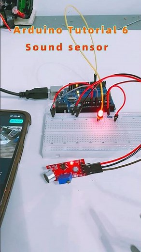 Arduino Tutorial 6:The sound sensor controls the speed of the LED lights' flashing.#arduinoproject
