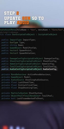 Gun Sound Effects with an Audio Config ScriptableObject | Gun Series 5 | Unity Tutorial #shorts