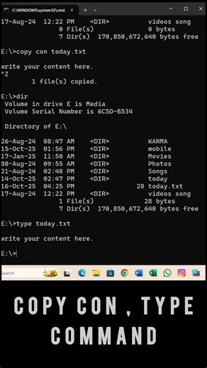 DOS command Copy Con , Type Internal Commands.#command #Dos #computer #education #windows