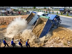 Expert! Bulldozer KOMATSU D31P Landfilling​ Push Soil and Rock Level the pond area