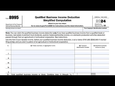 IRS Form 8995 walkthrough (Qualified business Income Deduction - Simplified Computation)