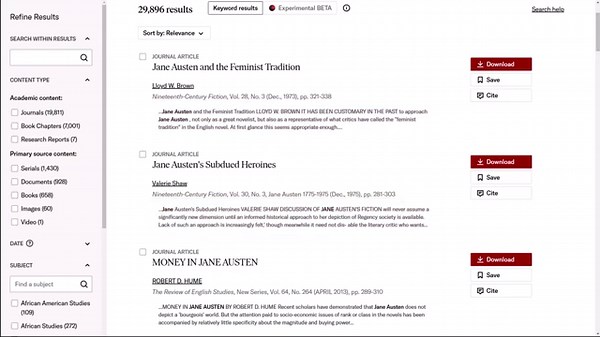 Find what you need on JSTOR: 3. Additional search terms