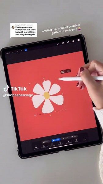 Replying to @KELLIE this pattern is way too summer-y for the cold weather here in utah haha. here is one more example of a seamless pattern where your elements CAN touch the corners and edges. just make sure it’s the exact same element on corresponding edges/corners! 🫶🏻 #procreateapp #procreatetutorial #procreatetips #digitalart #seamless #seamlesspattern #seamlessdesign #utah