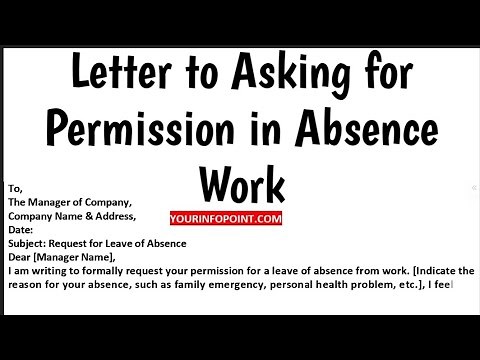 How to Write Letter to Asking for Permission in Absence Work | Letters Writing