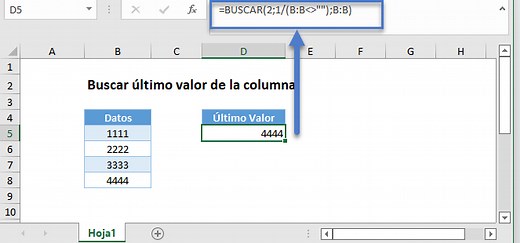 Buscar el último valor en una columna o fila - Excel