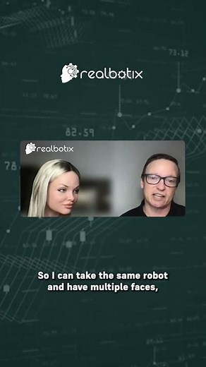 Realbotix's Pres. & COO Matt McMullen displays and interacts with Aria, an AI-powered humanoid robot