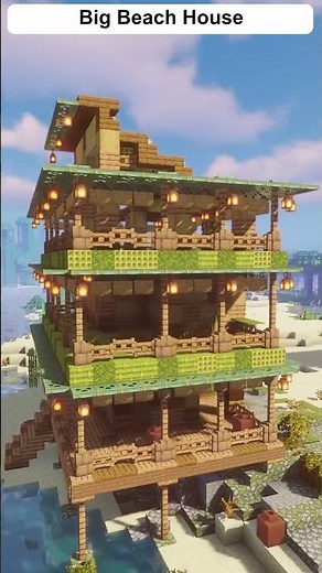 Minecraft Big Beach House Tutorial | Coastal Mansion Build #shorts