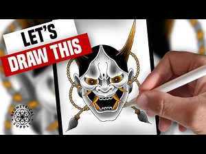 How to Draw a Hannya Mask - Procreate Tattoo Design