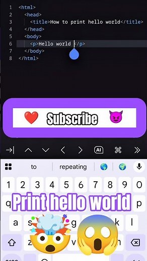 HTML in 10 Seconds – Your First Hello World! 🌐 #Shorts