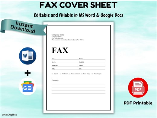 Editable Fax Cover Sheet Template, US Letter & A4 (digital Download) - Etsy