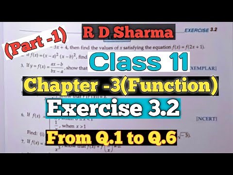 RD Sharma Class 11 Ex.3.2 Solutions Chapter 3(Function)|From Q.1 to Q.6 |Part-1