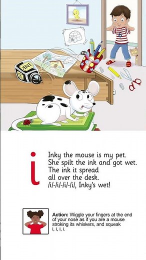 Inky The Mouse - Jolly Phonics Song - Learn Letter Sound /i/ for Kids