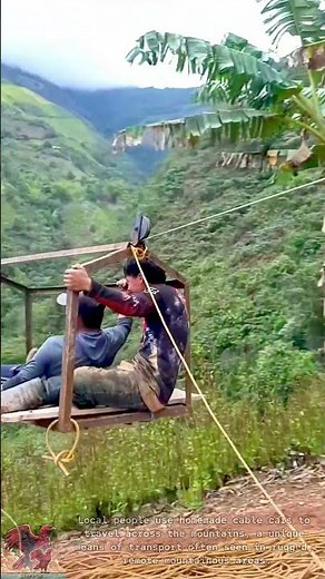 Homemade cable car over rugged mountains #shorts